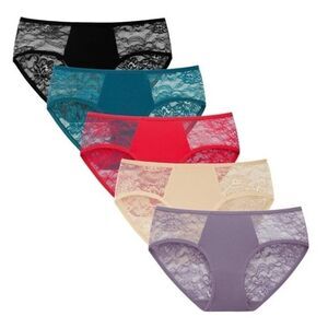 Cotton Women’s underwear panties floral lace hipster 5 pairs and colors S & XL